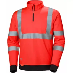 Addvis Sweatshirt Half Zip, Hi-Vis Rot