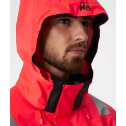 Alna 2.0 Regenjacke, Hi-Vis Rot/Ebony -Helly Hansen Workwear 132463 50