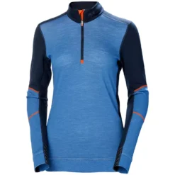 Lifa Damen Thermonterhemd Half Zip Mit Merinowolle, Navy/Stone Blue