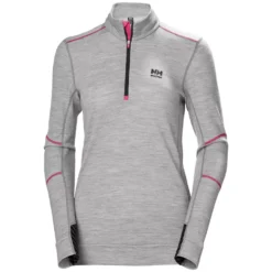 Lifa Damen Thermonterhemd Half Zip Mit Merinowolle, Grey Melange -Helly Hansen Workwear 137801 10 4