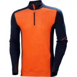 Lifa Marino Half-Zip Thermounterhemd Mit Merinowolle, Marine/Dunkelorange